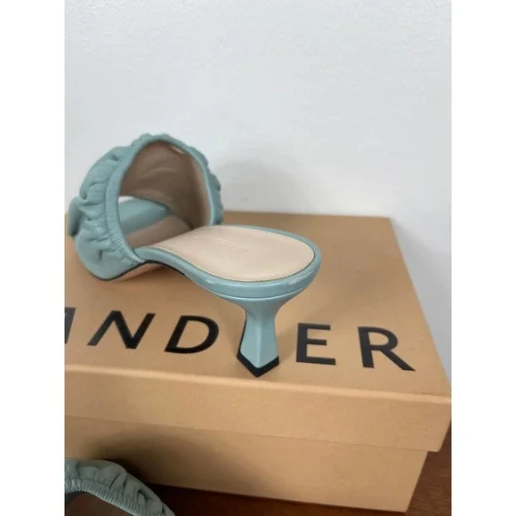 Wandler Ava Kitten Lambskin Leather Heels in Light Blue Size 10.5